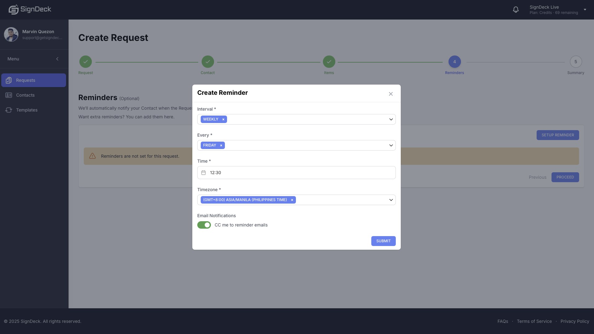 Create Request Reminders