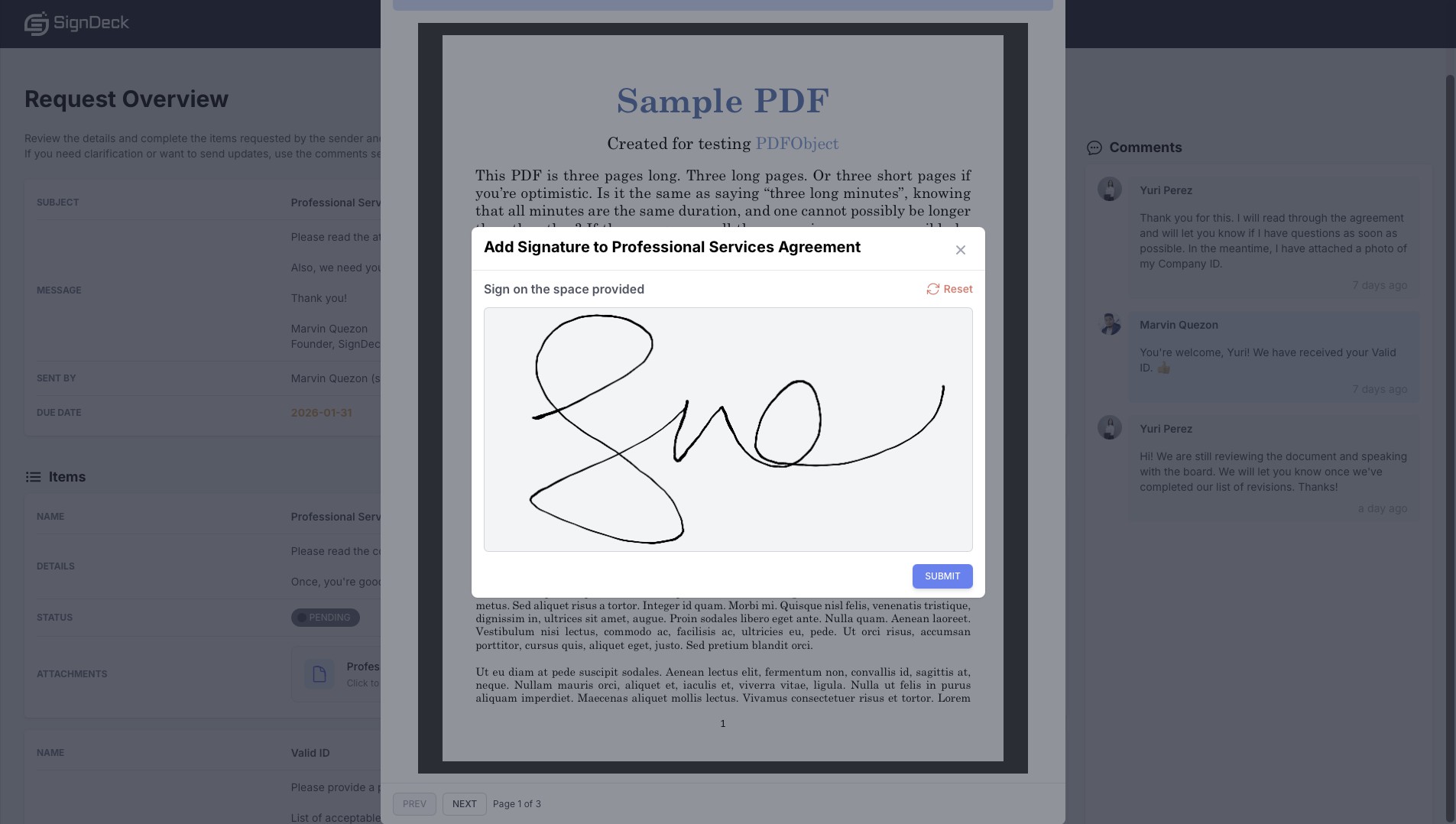 E-Signature Feature